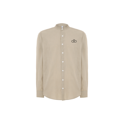 Camisa cuello MAO, marrón