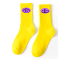 Calcetines amarillo logo lila